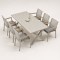 7-Piece Outdoor Dining Set | Aluminium PSPC Board Table with Six Rope Weave Chairs
