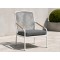 Rope Weave Outdoor Armchair | White Aluminium Sloping-Arm Patio Chair with Teak Armrests for Garden Terrace Hotel