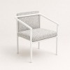 White Aluminium Round Tube Garden Armchair | Outdoor Dining Chair with Speckled Cushions