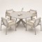 Round Extendable Outdoor Dining Set | Aluminium Slat Table with Four or Six Rope Weave Chairs