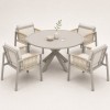 Round Extendable Outdoor Dining Set | Aluminium Slat Table with Four or Six Rope Weave Chairs
