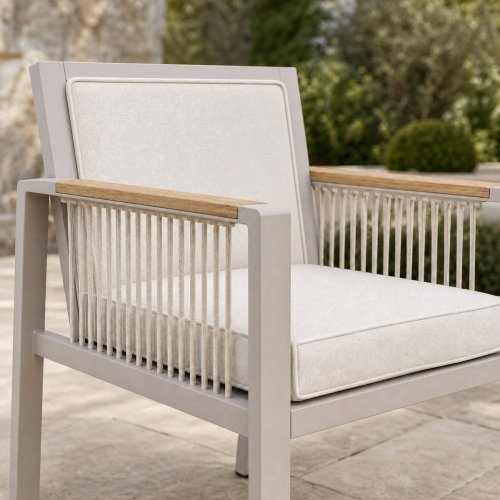 Round Extendable Outdoor Dining Set | Aluminium Slat Table with Four or Six Rope Weave Chairs