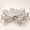 Round Extendable Outdoor Dining Set | Aluminium Slat Table with Four or Six Rope Weave Chairs