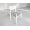 Aluminium Outdoor Armchair | White Slat-Seat Garden Chair with Removable Woven Cushion for Patio Terrace Hotel