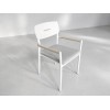 Aluminium Outdoor Armchair | White Slat-Seat Garden Chair with Removable Woven Cushion for Patio Terrace Hotel