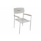 Aluminium Outdoor Armchair | White Slat-Seat Garden Chair with Removable Woven Cushion for Patio Terrace Hotel