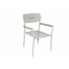 Aluminium Outdoor Armchair | White Slat-Seat Garden Chair with Removable Woven Cushion for Patio Terrace Hotel