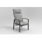High-Back Outdoor Armchair | Charcoal Metal Garden Chair with Grey Cushions, Stacking and Knock-Down Versions