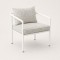 White Aluminium Round Tube Garden Armchair | Outdoor Dining Chair with Speckled Cushions