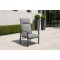 High-Back Outdoor Armchair | Charcoal Metal Garden Chair with Grey Cushions, Stacking and Knock-Down Versions