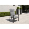 High-Back Outdoor Armchair | Charcoal Metal Garden Chair with Grey Cushions, Stacking and Knock-Down Versions