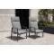 High-Back Outdoor Armchair | Charcoal Metal Garden Chair with Grey Cushions, Stacking and Knock-Down Versions