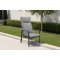 High-Back Outdoor Armchair | Charcoal Metal Garden Chair with Grey Cushions, Stacking and Knock-Down Versions