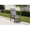 High-Back Outdoor Armchair | Charcoal Metal Garden Chair with Grey Cushions, Stacking and Knock-Down Versions