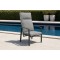 High-Back Outdoor Armchair | Charcoal Metal Garden Chair with Grey Cushions, Stacking and Knock-Down Versions