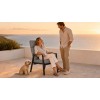 High-Back Adjustable Outdoor Armchair | Charcoal Aluminium Chair with Wood Panel Armrest