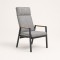 High-Back Adjustable Outdoor Armchair | Charcoal Aluminium Chair with Wood Panel Armrest