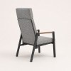 High-Back Adjustable Outdoor Armchair | Charcoal Aluminium Chair with Wood Panel Armrest