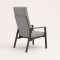 High-Back Adjustable Outdoor Armchair | Charcoal Aluminium Chair with Wood Panel Armrest