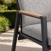 High-Back Adjustable Outdoor Armchair | Charcoal Aluminium Chair with Wood Panel Armrest