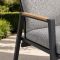 High-Back Adjustable Outdoor Armchair | Charcoal Aluminium Chair with Wood Panel Armrest