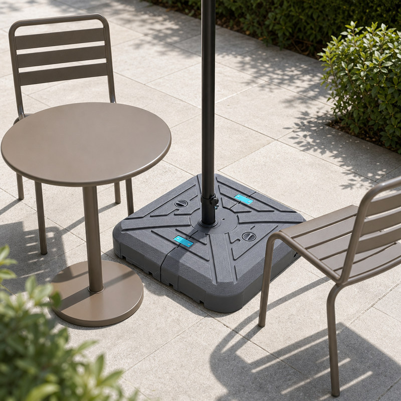 How much terrace space does an umbrella base take up?