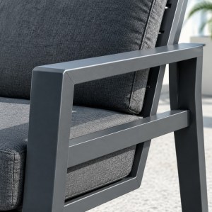Aluminium Five-Piece Outdoor Lounge Set | Three-Seater, Two Armchairs, Coffee Table & Slatted Bench