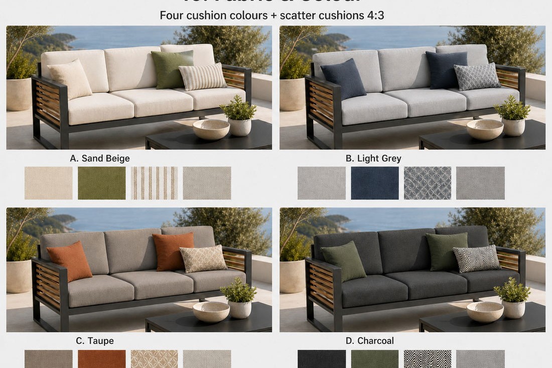 Cushion fabric and colour on outdoor furniture