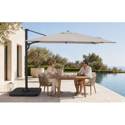 Three-Part Cantilever Umbrella with Detachable Aluminum Structure and Vented Canopy