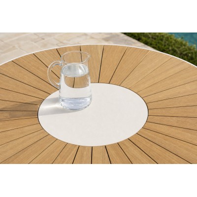 120cm Round Outdoor Dining Table | Sunburst Slat Top Garden Table for Patio Terrace Hotel Restaurant