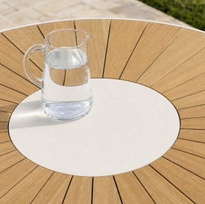 120cm Round Outdoor Dining Table | Sunburst Slat Top Garden Table for Patio Terrace Hotel Restaurant