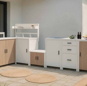 Modular Outdoor Kitchen | Aluminium Cabinets with Rock Plate Countertops, Sink, Grill and Bar Units for Terraces and Pool Decks