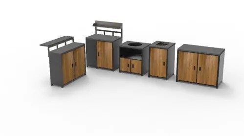 The dark grey and teak outdoor kitchen, second angle