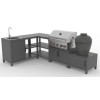 Modular Outdoor Kitchen | Four Aluminium Units with Rock Plate Tops: Sink Cabinet, Storage Table, Barbecue and Corner Units