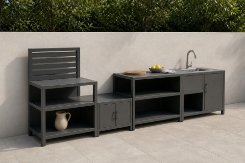 Modular Outdoor Kitchen | Six Unit Range in Aluminium, Aluminium with Steel Fixings or All Steel