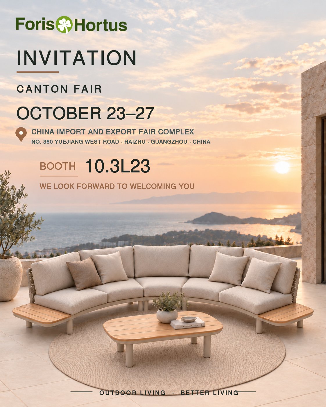 Canton Fair 2026 invitation - Foris Hortus, October 23-27, Booth 10.3L23, China Import and Export Fair Complex, Guangzhou