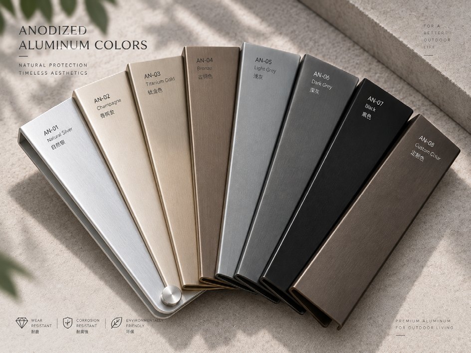 Anodized aluminium colour swatch fan