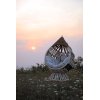 Hand-Woven Rope Hanging Chair with Solid Teak Top for Garden, Resort and Patio