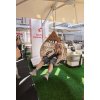 Hand-Woven Rope Hanging Chair with Solid Teak Top for Garden, Resort and Patio