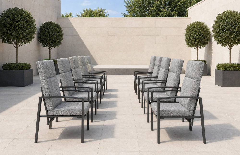 Are the furniture pieces stackable, and what is the weight capacity?