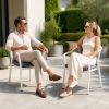 5-Piece Round Outdoor Dining Set | 120cm Sunburst Slat Top Table with Four Rope Weave Armchairs for Garden Terrace Hotel