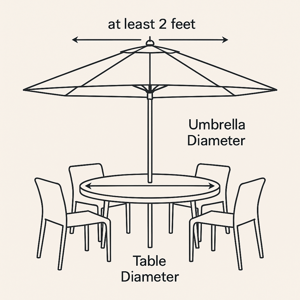 Outdoor Umbrella Size Selection Diagram