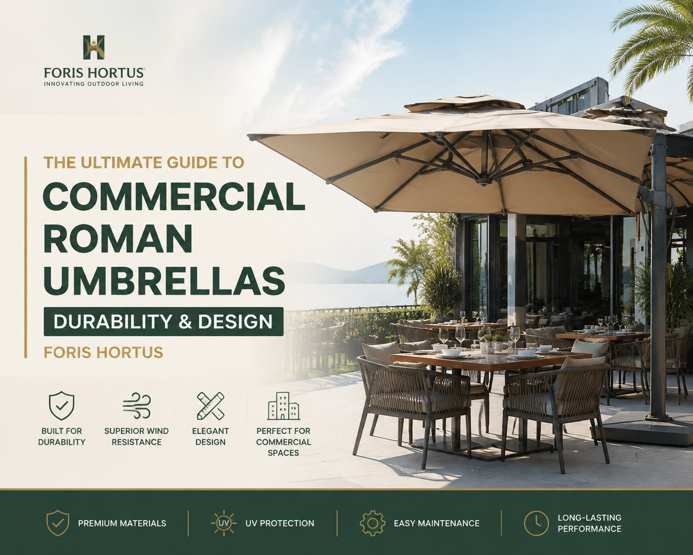 The Ultimate Guide to Commercial Roman Umbrellas: Durability & Design Foris Hortus