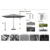 FHUM103 Premium Commercial Center Pole Umbrella | 4x4m Anodized Aluminum Outdoor Patio Umbrella with LED