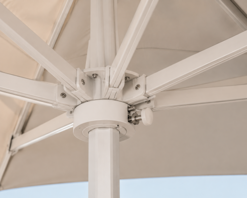 FHUM098 Premium Commercial LED Center Pole Aluminum Patio Umbrella | 3x3m 4x4m 5x5m with Crank & Swivel