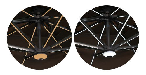 Hydraulic Cantilever Patio Umbrella 360° Swivel Wood-Grain Aluminum Athena