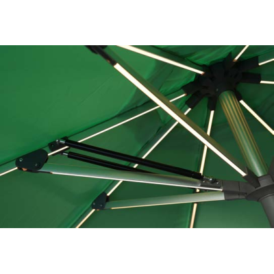 FHUM104 Premium Aluminum Roman Center Pole Outdoor Umbrella, Double-Tier Canopy, Push-Pull, LED Optional, 2.1×2.1M / 3×3M
