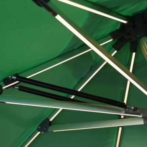 FHUM104 Premium Aluminum Roman Center Pole Outdoor Umbrella, Double-Tier Canopy, Push-Pull, LED Optional, 2.1×2.1M / 3×3M