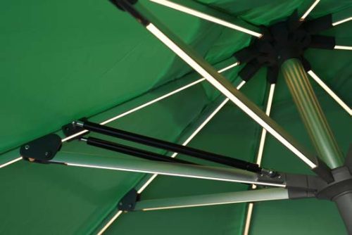 FHUM104 Premium Aluminum Roman Center Pole Outdoor Umbrella, Double-Tier Canopy, Push-Pull, LED Optional, 2.1×2.1M / 3×3M