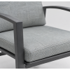 High-Back Outdoor Armchair | Charcoal Metal Garden Chair with Grey Cushions